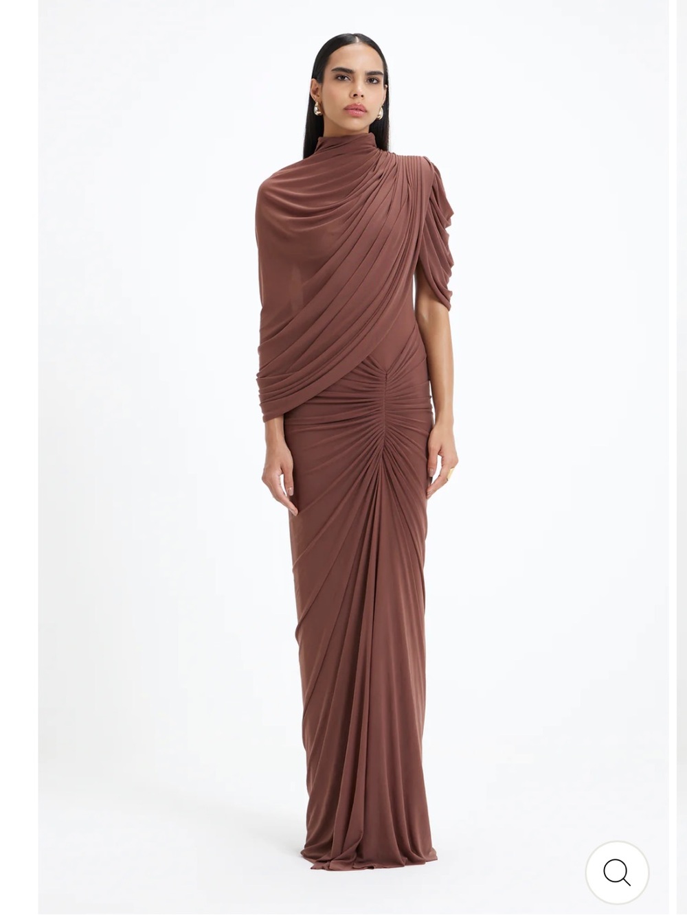 Beth Draped Maxi Dress in Brown